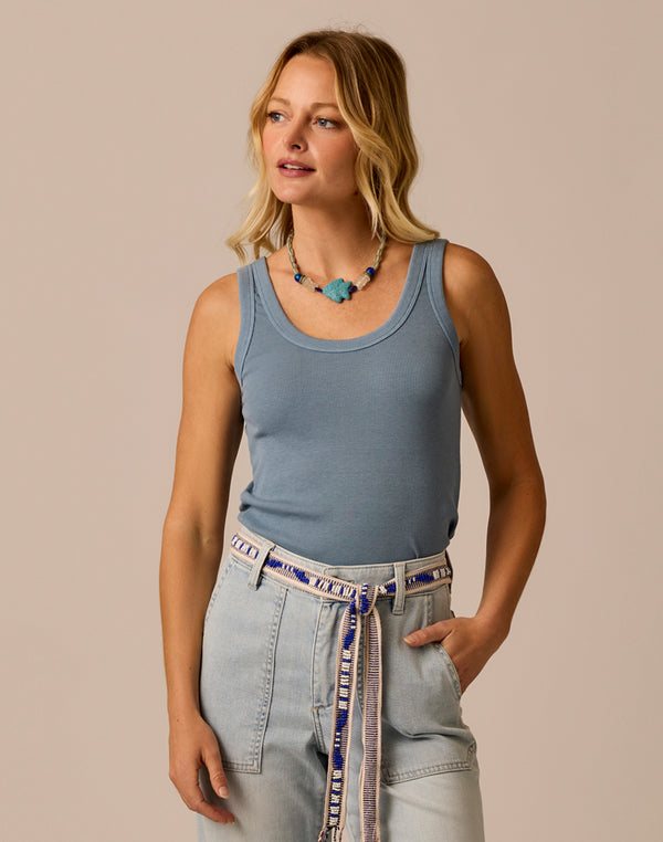 Carve Designs Ever Rib Tank: Blue Mirage