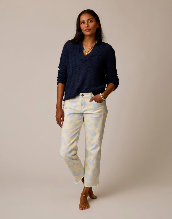 Austin Crop Jean: Ecru Kokomo