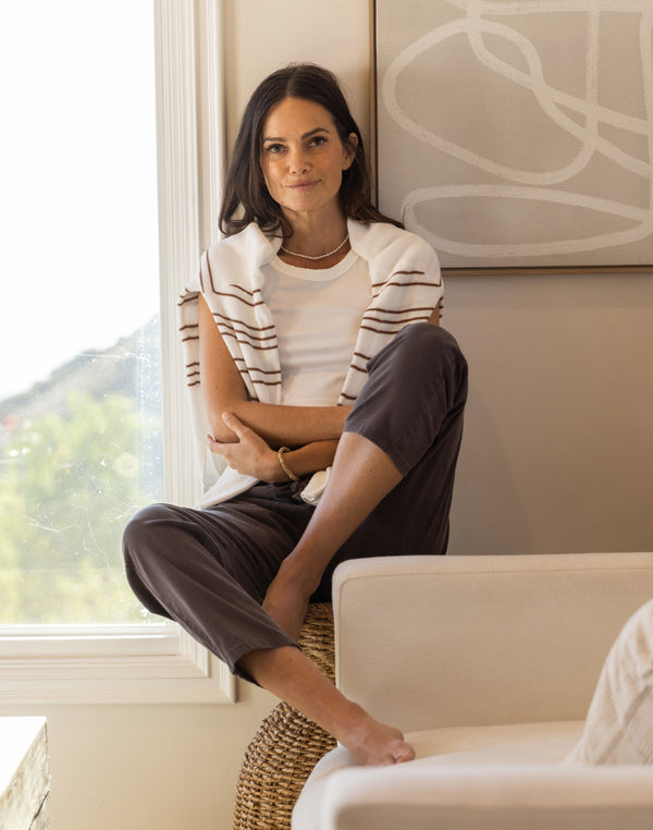 Zella Pullover: Neutral Stripe