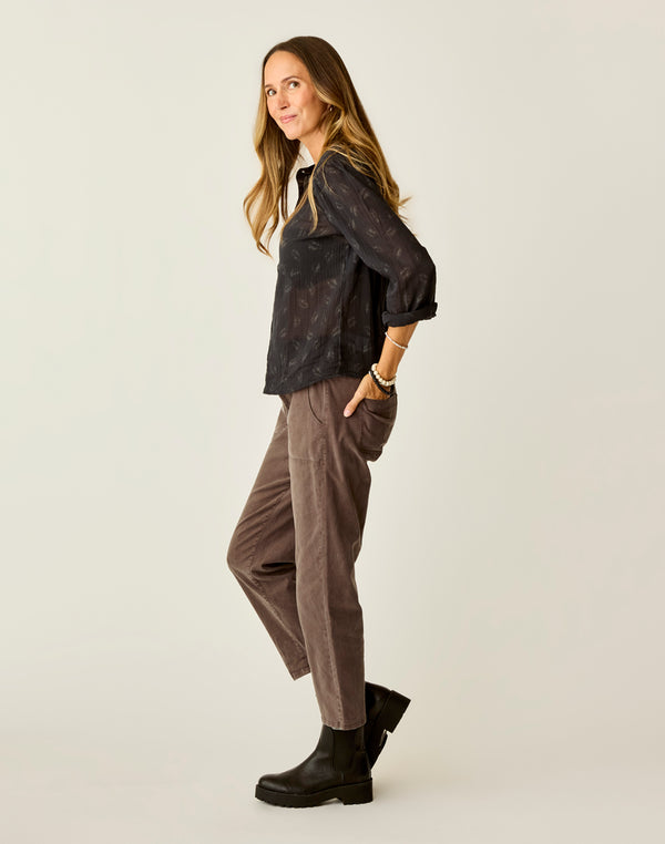 Zoe Twill Pant Mid Rise Elastic Waist | Carve Designs