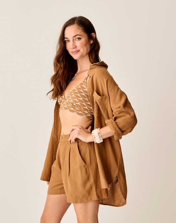 Taylor Linen Tunic: Rum Chambray