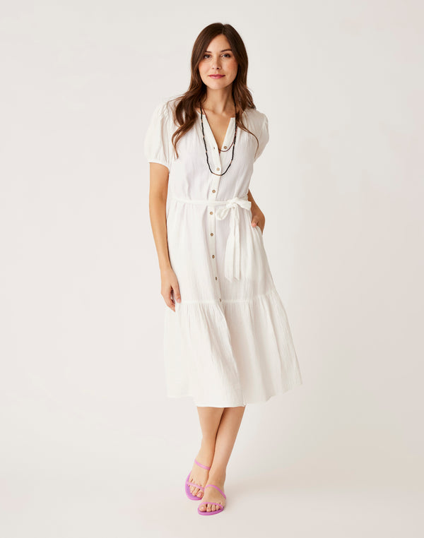 knee length dresses for ladies Gauze Linen Dress 'Cecilia', Boho Midi Dress main image 0