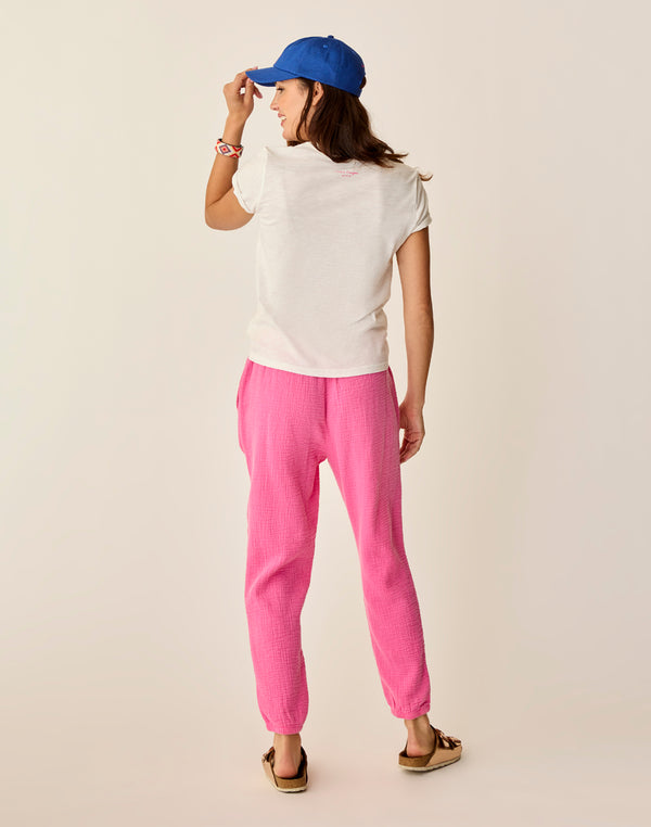 Calista Gauze Pant: Hot Pink