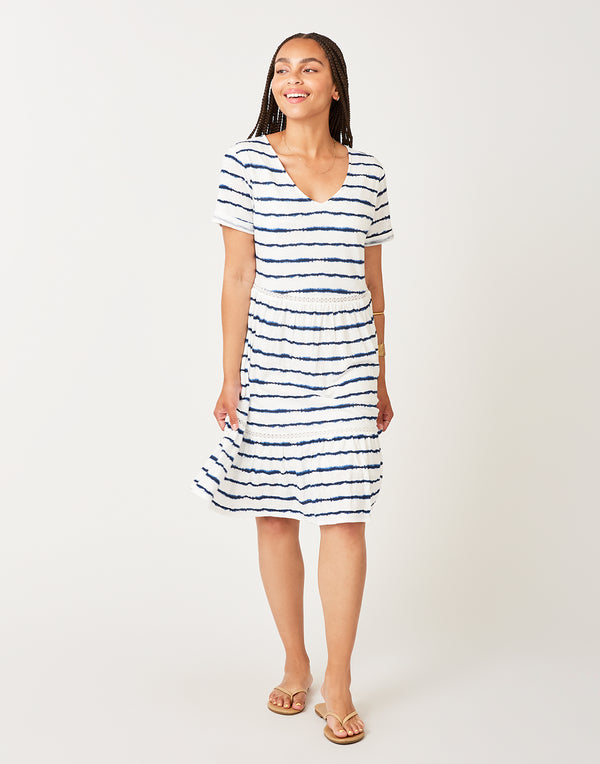 carve designs gemma dress Gemma Dress: Navy Tie Dye Stripe