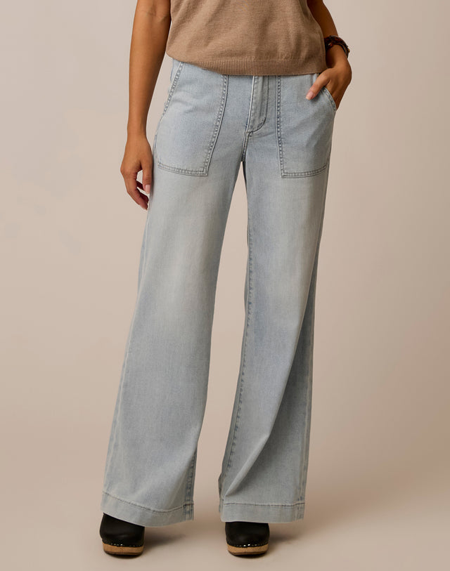 Farrah Lightweight Denim Wide Leg: Savannah