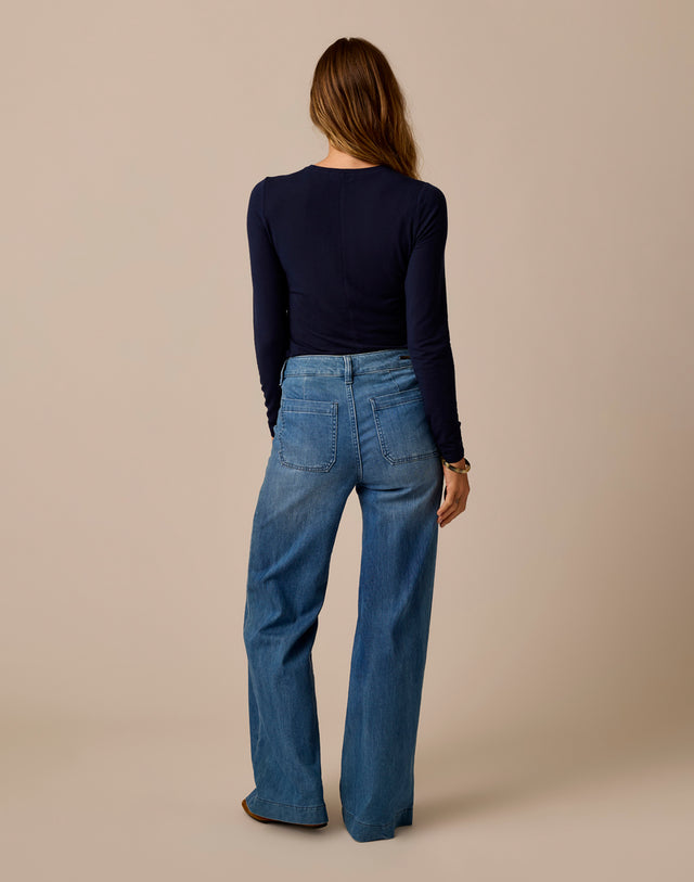 Farrah Lightweight Denim Wide Leg: Magnolia