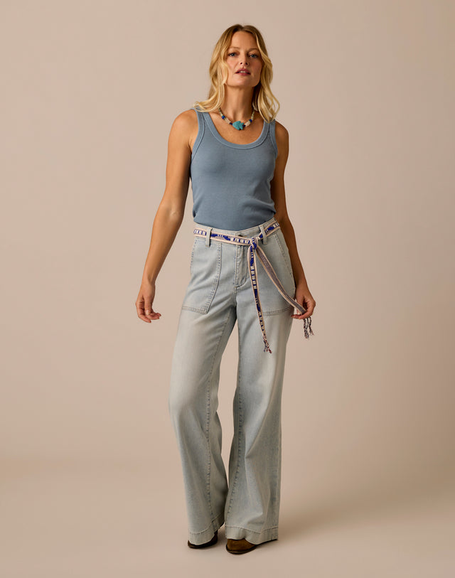 Farrah Lightweight Denim Wide Leg: Savannah