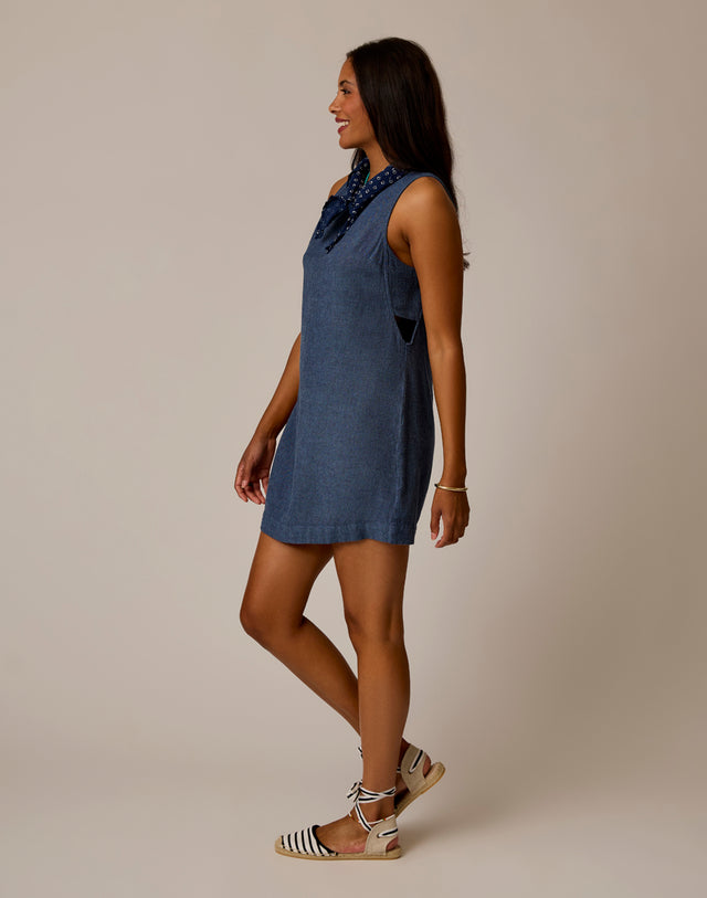 Scottie Linen Dress: Captain Chambray