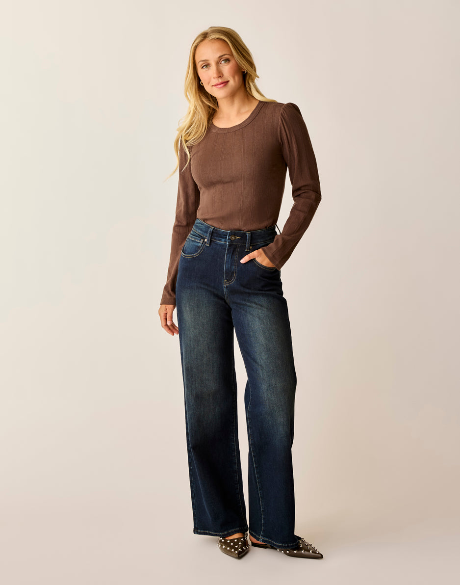 Audrey Wide Leg: Dark Rinse