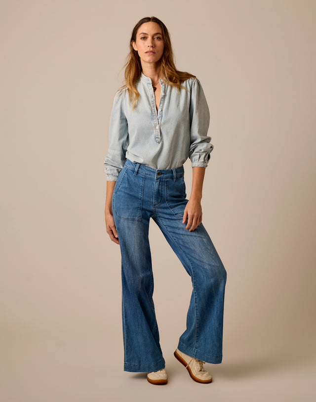 Farrah Lightweight Denim Wide Leg: Magnolia