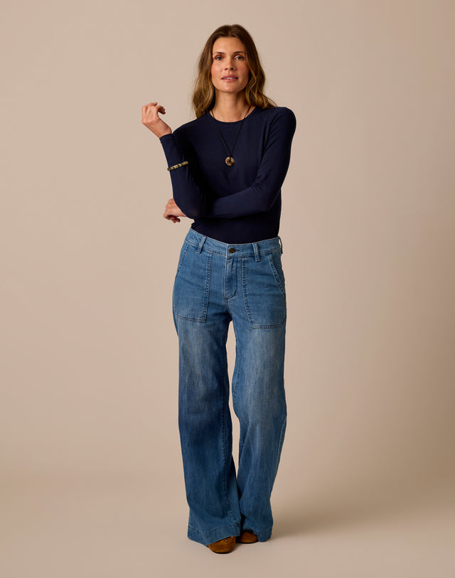 Farrah Lightweight Denim Wide Leg: Magnolia