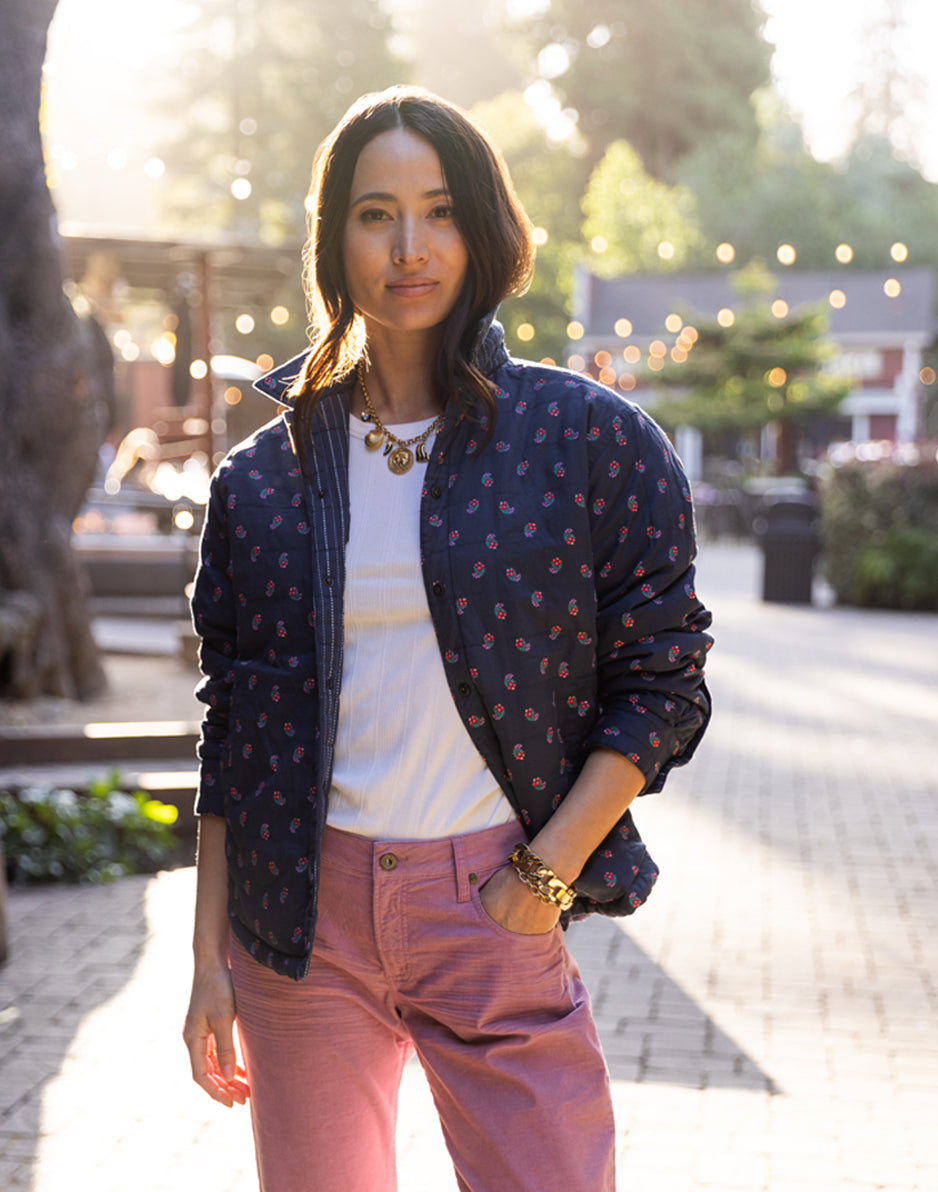 Marais Reversible Jacket: Navy/Navy Paisley