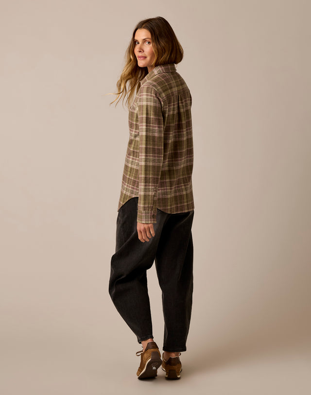 Fairbanks Supersoft Shirt: Dark Olive Plaid