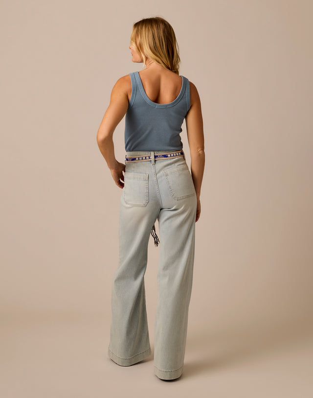 Farrah Lightweight Denim Wide Leg: Savannah