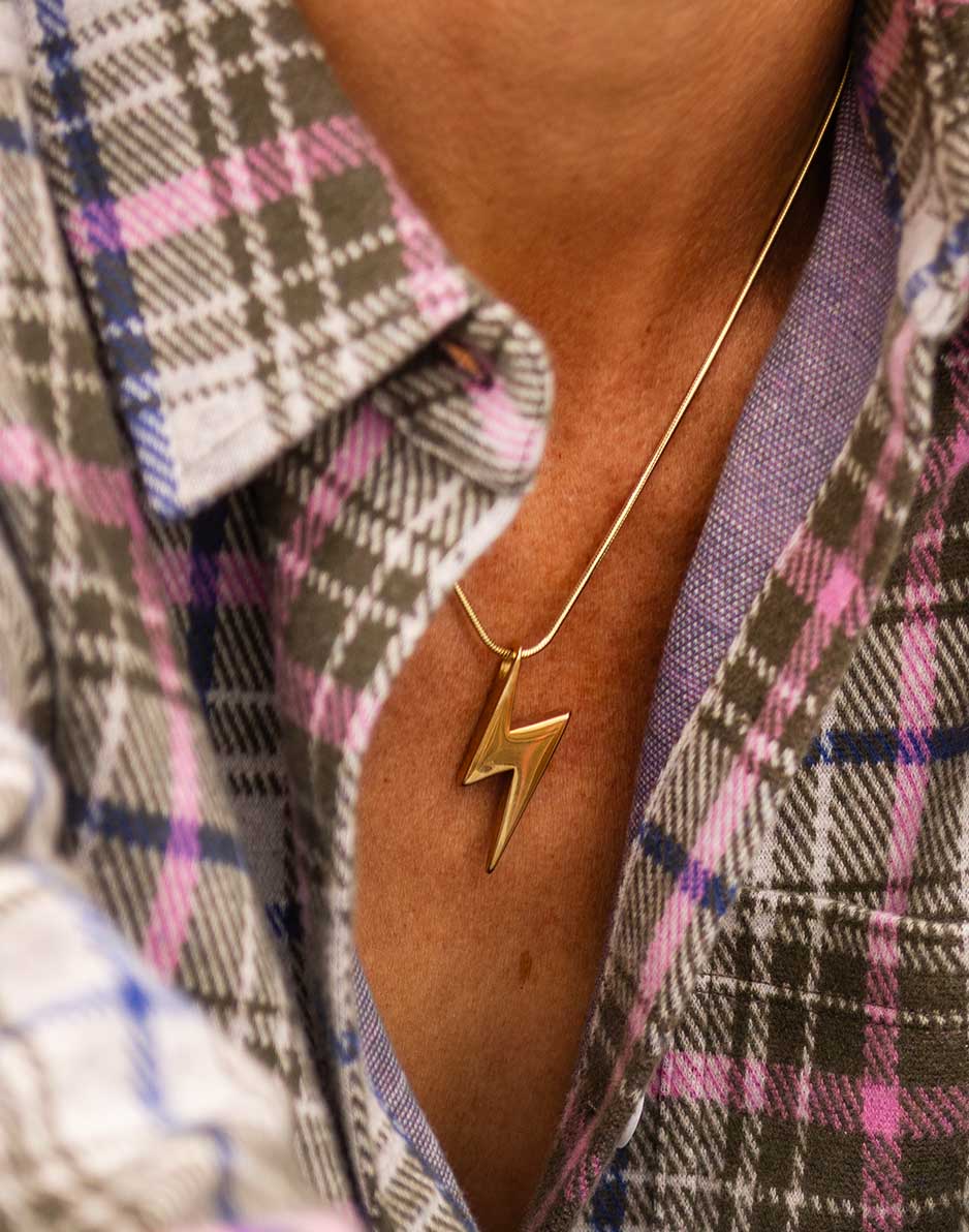 Gold Lightning Bolt Necklace Made In CA | Carve Designs