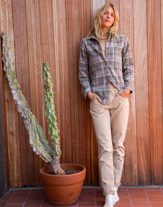 Fairbanks Supersoft Shirt: Dark Olive Plaid
