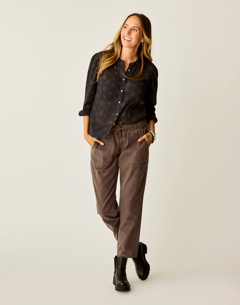 Zoe Twill Pant: Espresso