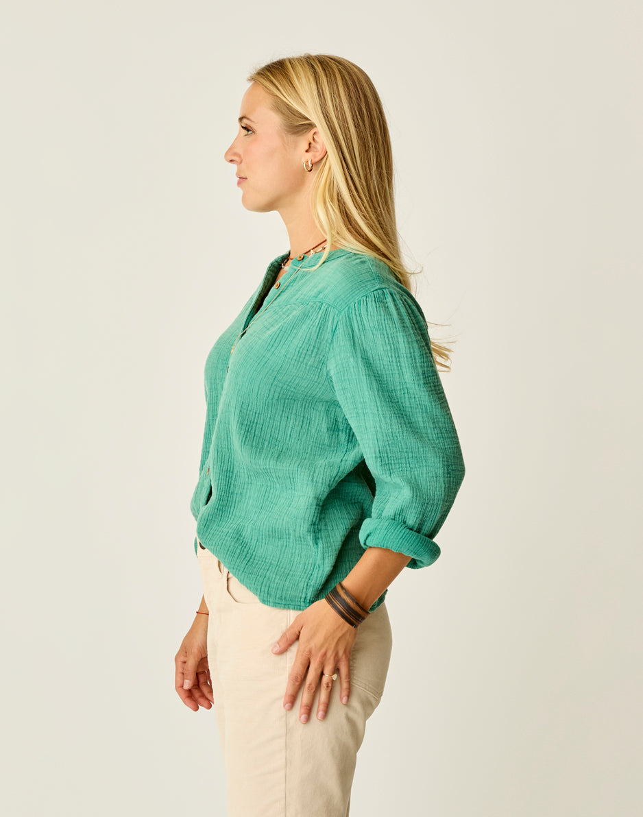 Tatum Double Gauze Shirt: Jade