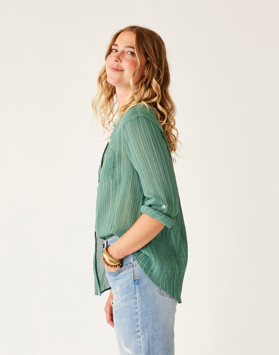 ドゥルルンシャツ Dylan Gauze Tunic: Forest Multistripe