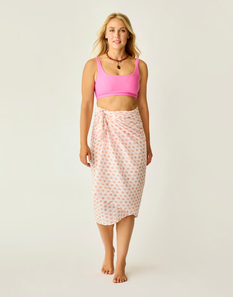 Dylan Gauze Sarong: Pink Batik