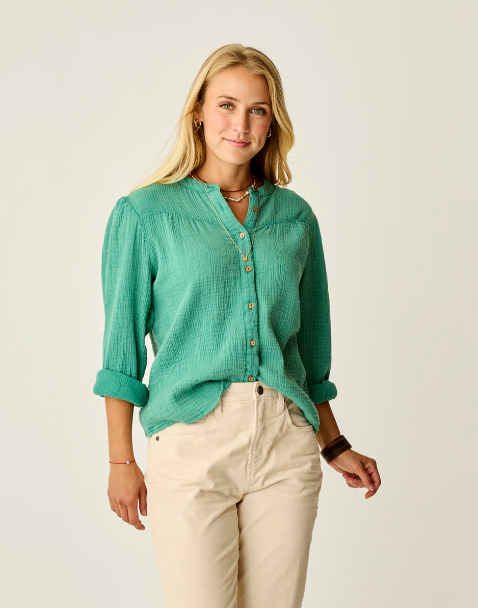 Tatum Double Gauze Shirt: Jade