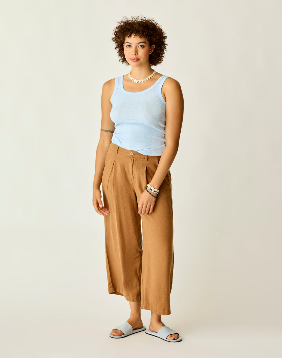 Suki Linen Pant: Rum Chambray