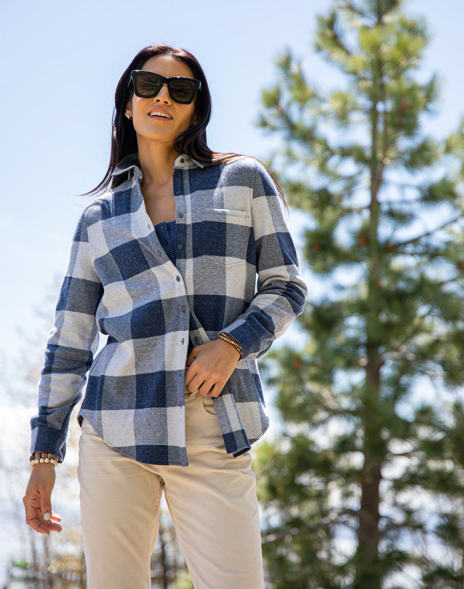 navy plaid dress shirt Leeward Navy Smith Tartan Dress Shirt