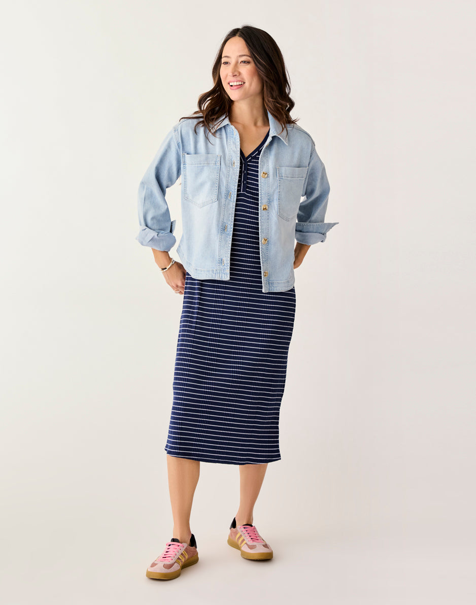 W's Elodie Rib Dress Blue Stripe / Xs
