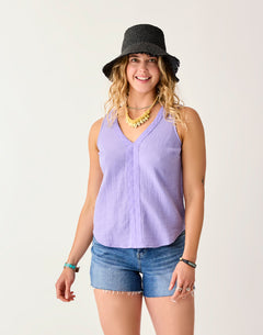 Kayla Gauze Tank: Tulip