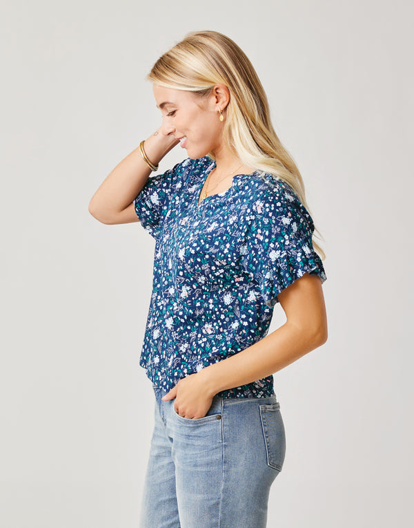 Hazel Top: Navy Floral