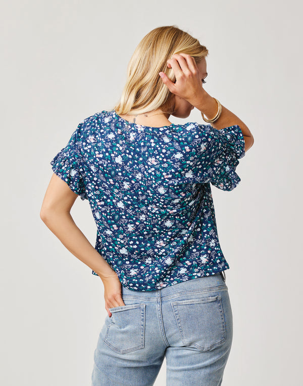 Hazel Top: Navy Floral